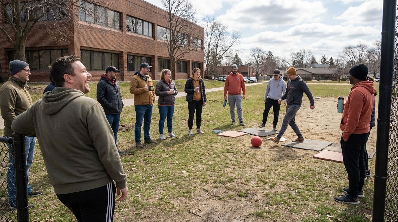 Juego de Kickball: una actividad lúdica al aire libre que fomenta el espíritu de equipo.