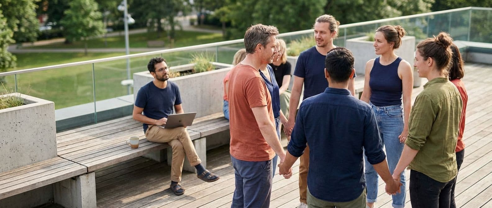 Le Nœud Humain : une activité de cohésion d'équipe pour développer la coordination et la confiance.